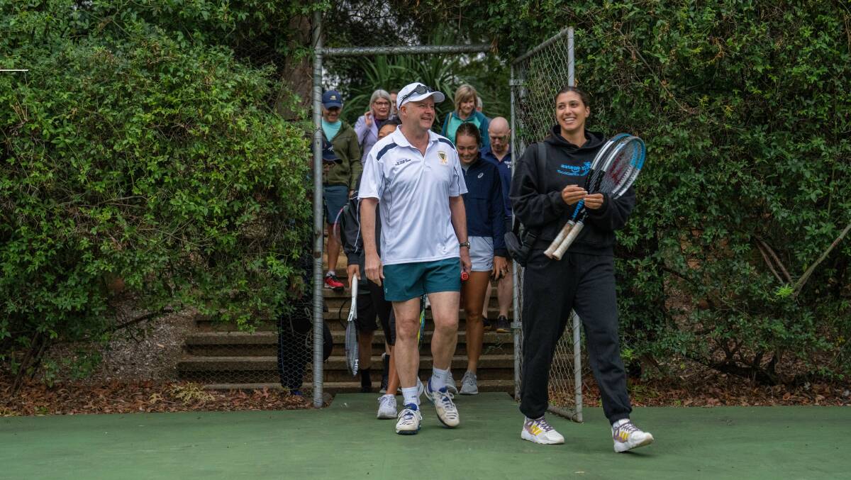 Prime Minister Anthony Albanese marking 100 years of tennis in the ACT. Picture supplied 