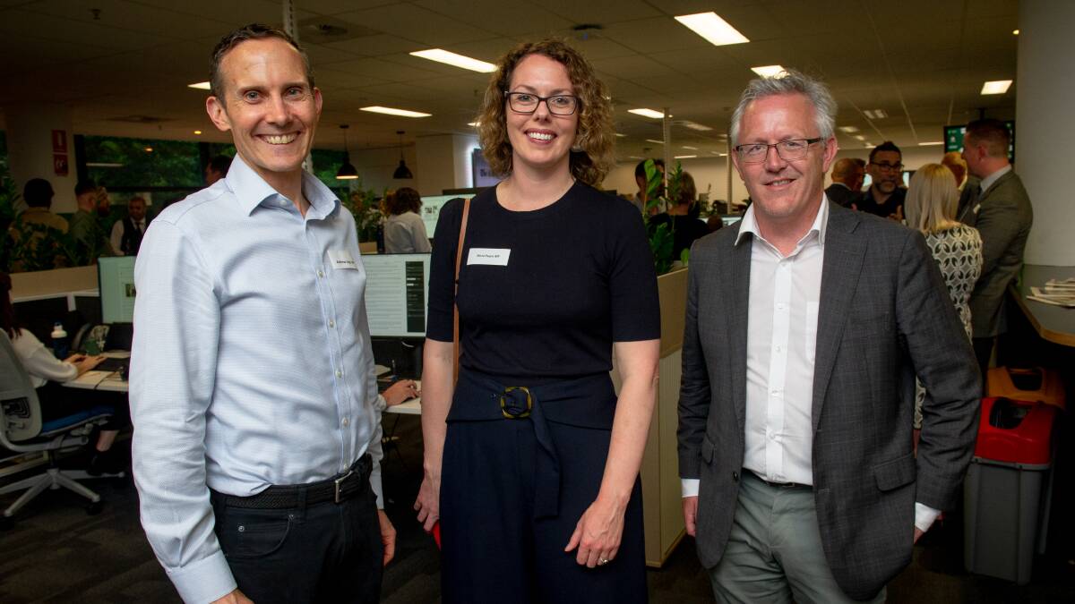 ACT federal Labor MPs Andrew Leigh, Alicia Payne and David Smith. Picture by Elesa Kurtz 