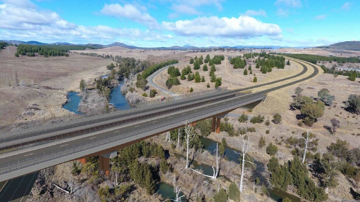 Artist's impressions of the proposed new Molonglo River bridge. Pictures supplied