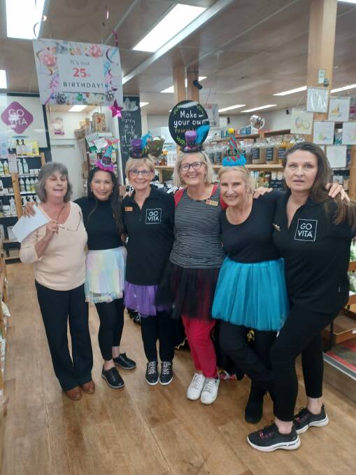 Bev Dunne (third from left) with the team at GO VITA Batemans Bay during the store's 25th birthday gala day on Friday, October 21.