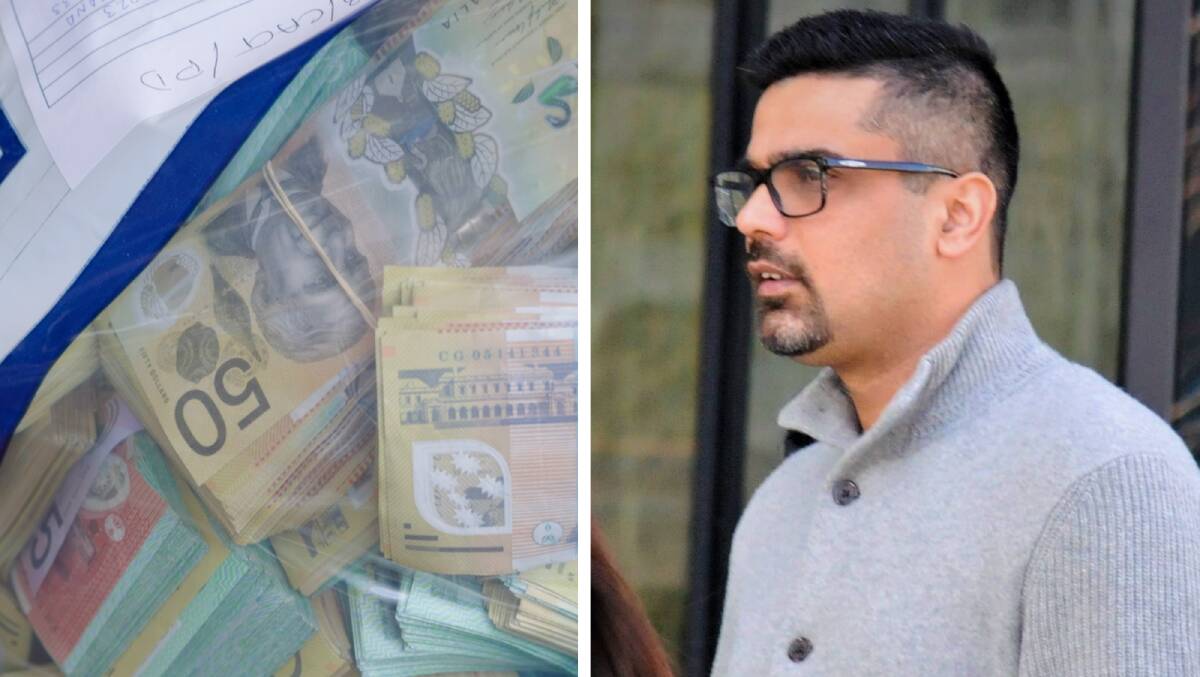 Karan Talwar leaving court on a previous occasion after police seized more than $1.5 million in cash from one house. Pictures by Australian Federal Police, Blake Foden.