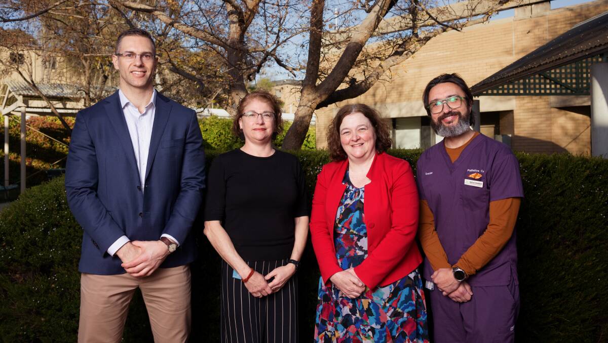 Dr Nathan D'Cunha, Melissa Parker, Associate Professor Katrina Randall, and Dr Michael Chapman, received ACT government fellowships to support their research. Picture by Sitthixay Ditthavong