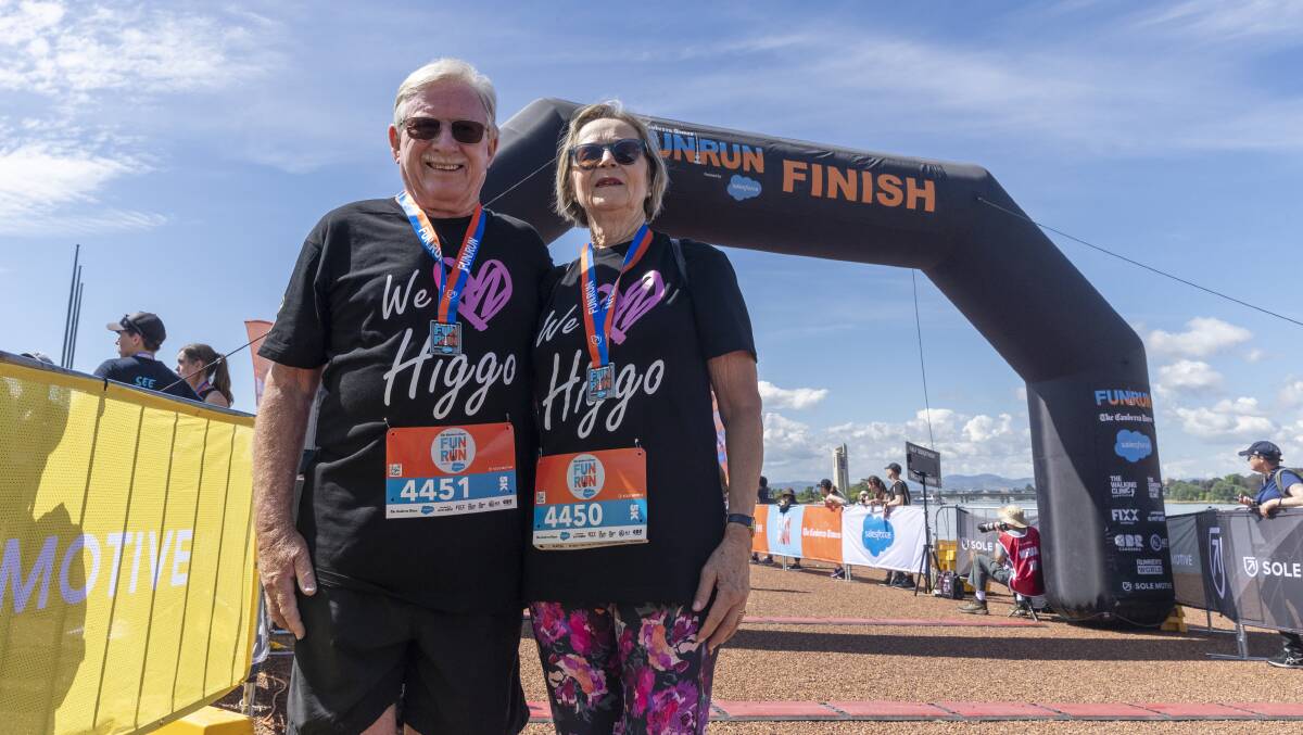 Warren and Maria Lewis completed The Canberra Times 5km fun run for their son, Justin. Picture by Keegan Carroll