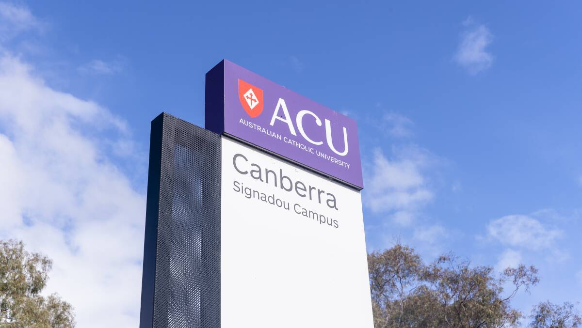 Australian Catholic University sign. Picture: Keegan Carroll