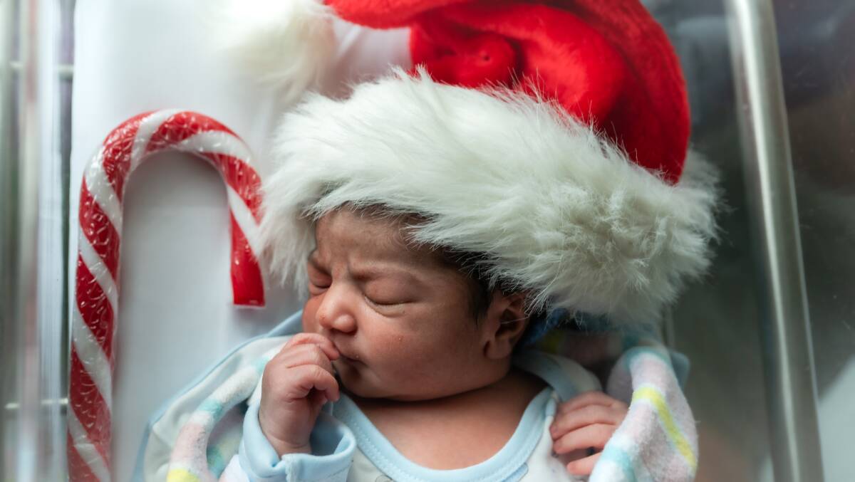 Azlan Khan was born at North Canberra Hospital on Christmas Day. Picture by Karleen Minney