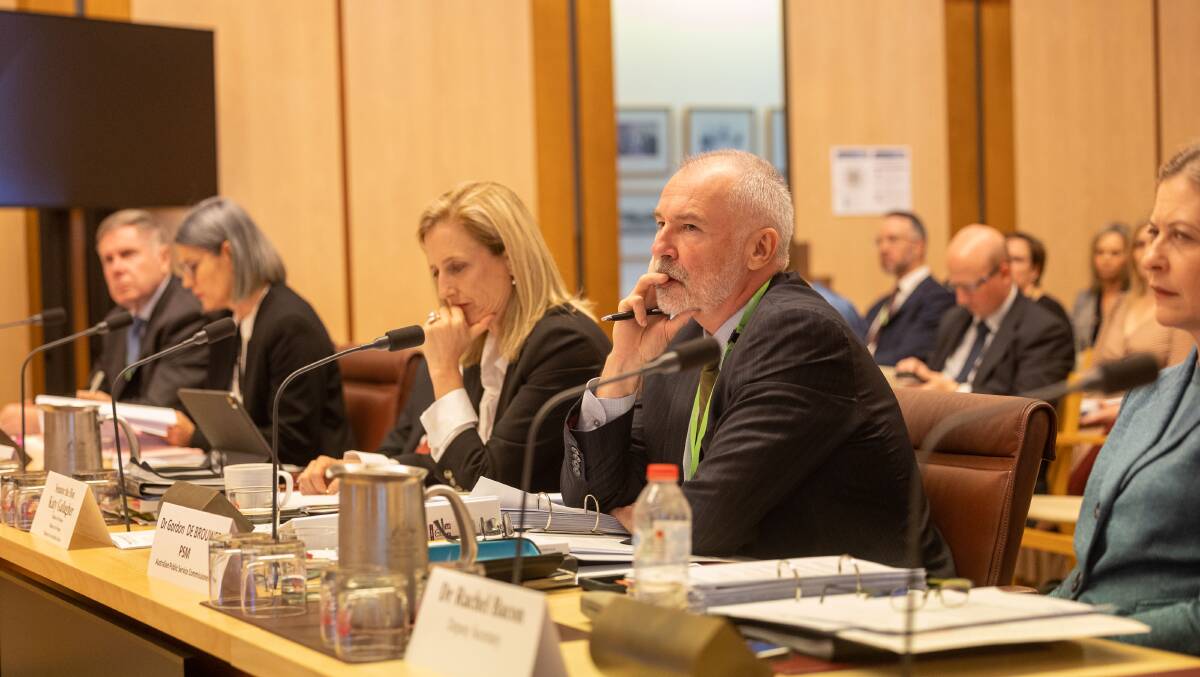 Public Service Commissioner Gordon de Brouwer and Public Service Minister Katy Gallagher in Senate estimates in May. Picture by Gary Ramage