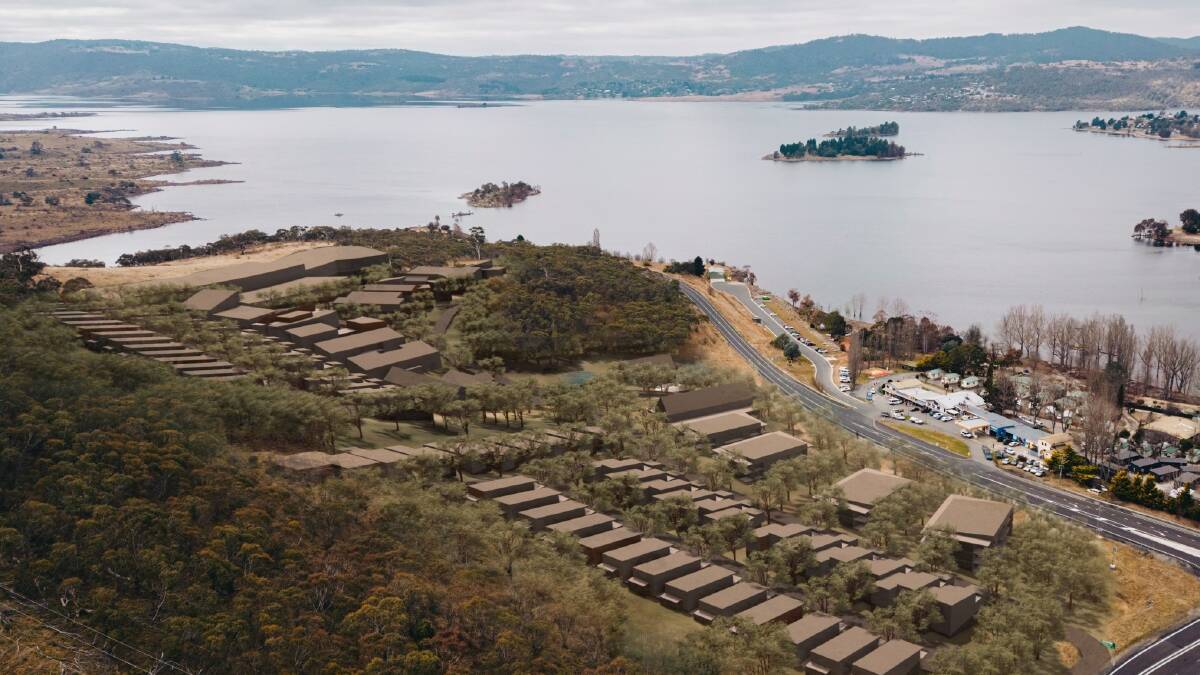 The elevated site offers views over Lake Jindabyne. Picture by DNA Architects