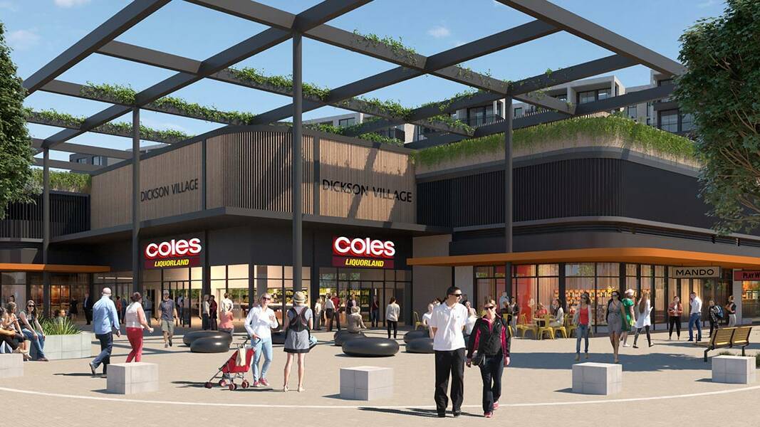 An artist's impression of the entrance to Coles at Dickson Village. Picture supplied