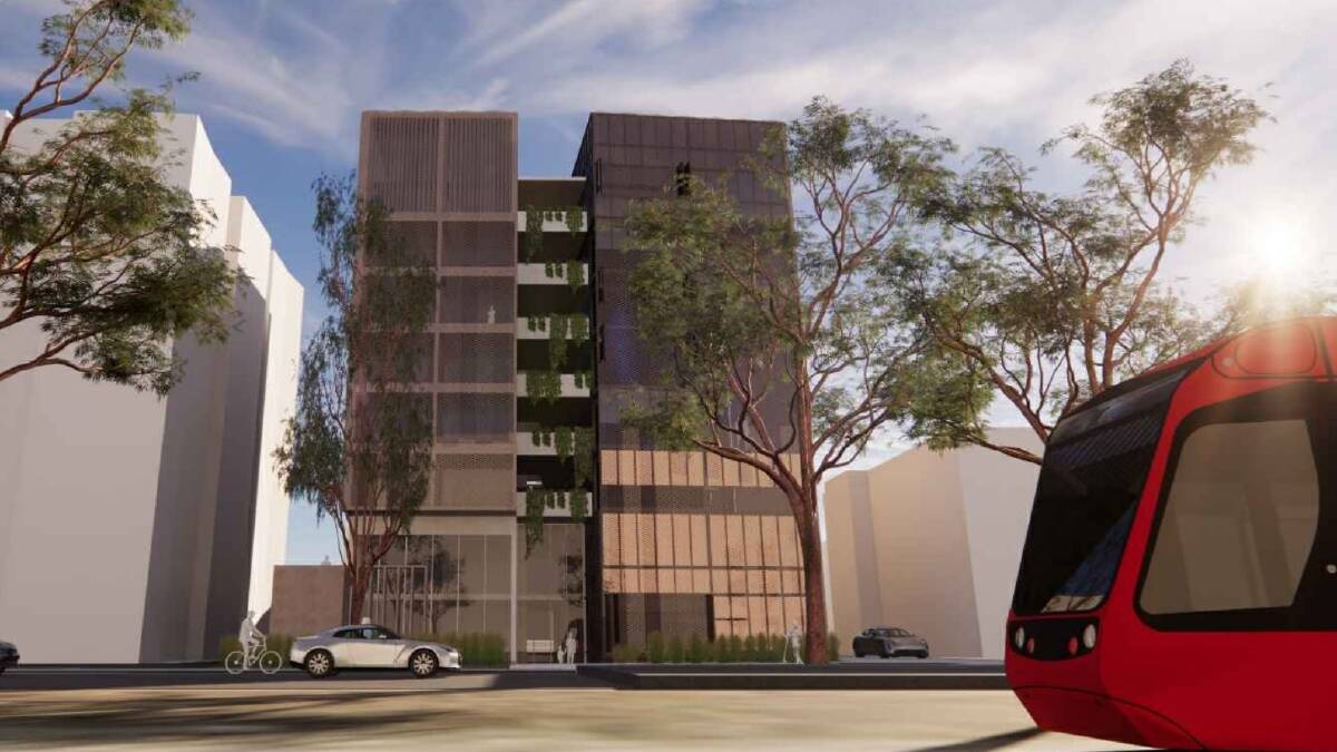 An artist's impression of a nine-storey development proposed for 95 Northbourne Avenue, Turner. Picture DNA Architects