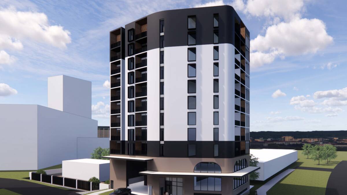 An early render of an 11-storey building proposed for Gungahlin town centre. Picture Oztal Architects