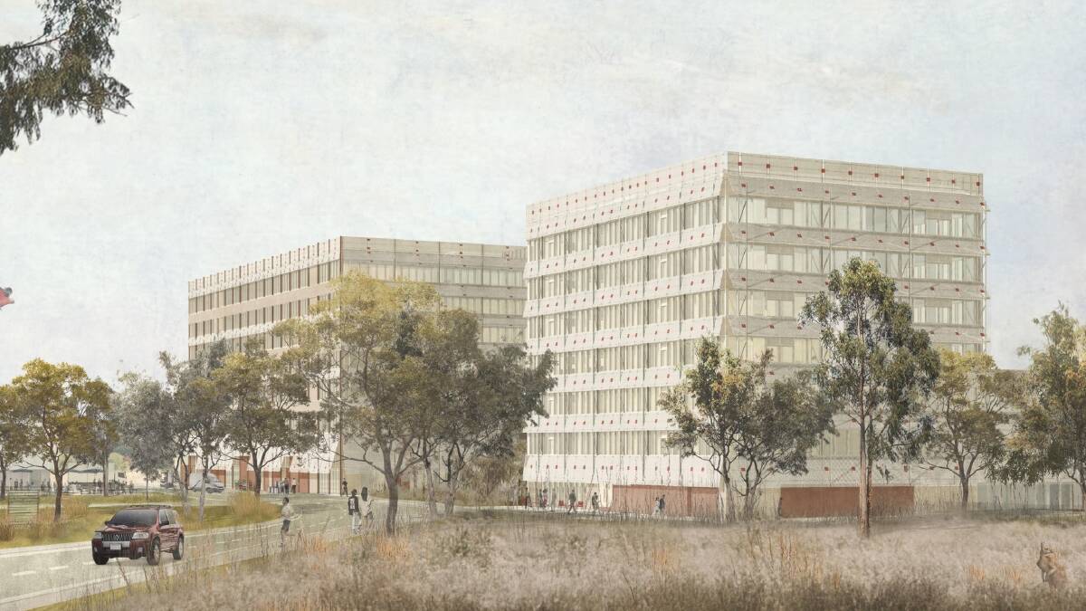 An artist's impression of the two commercial buildings. Picture Molonglo