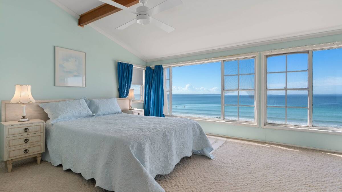 The main bedroom, located upstairs, offers spectacular oceans views. Picture supplied