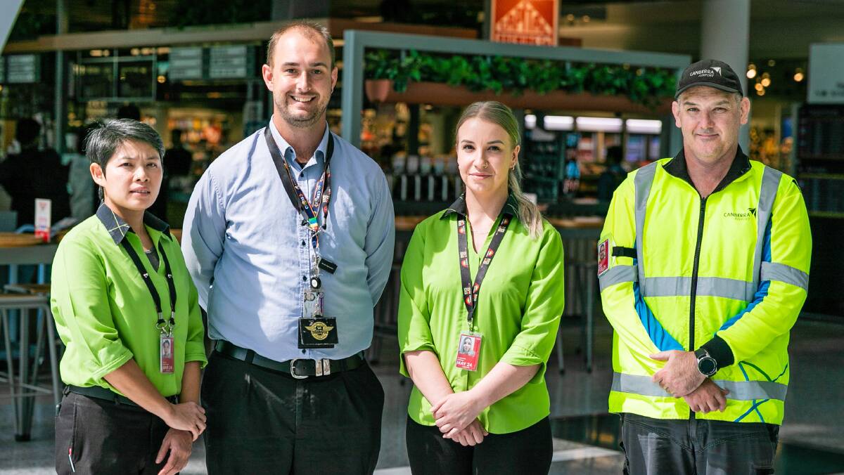 Jintana Muen-Hong, shift supervisor, Troy Boorn-Scott, client services manager, Gabrielle Driver, aviation screening officer and Graham Madden, airport operations officer. Picture supplied. 