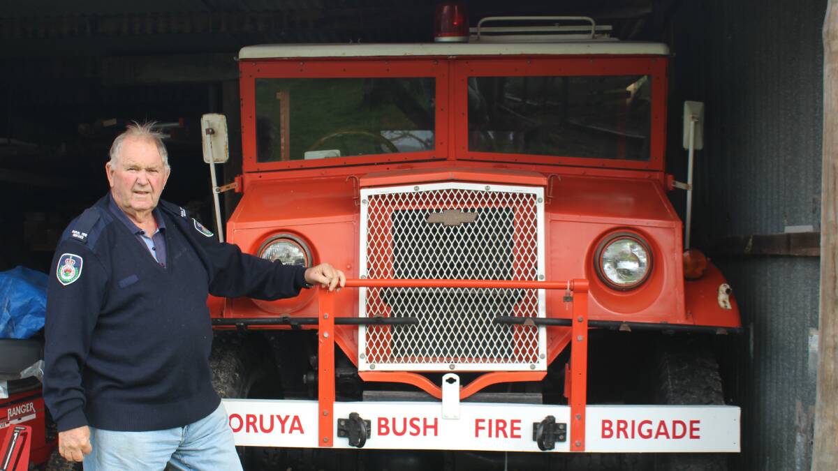 Moruya RFS veteran Bruce Smith drives the 50-year-old brigade truck for community events and parades. Picture: James Tugwell