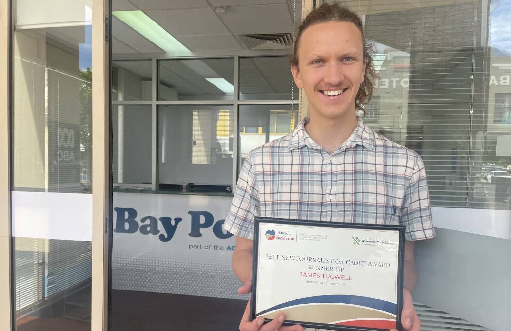 Award-winning journalist James Tugwell at the Bay Post's office in Batemans Bay. Picture by Sharon Bennet.