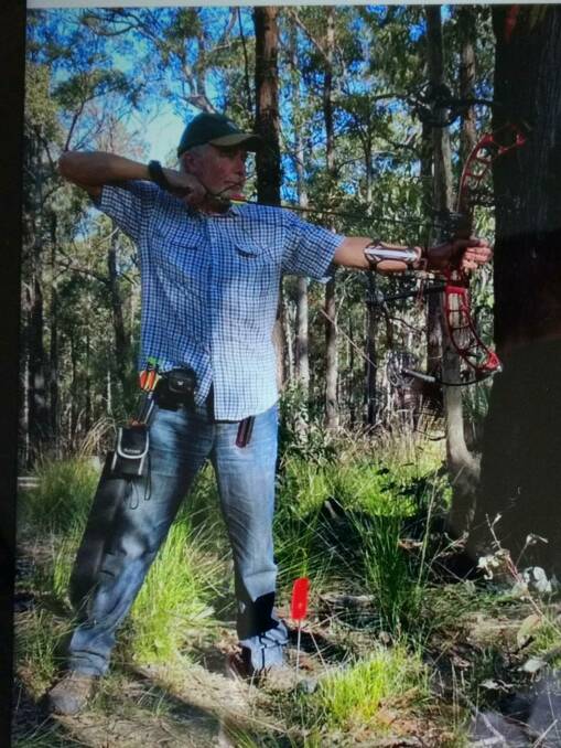 Eurobodalla Archery Club president John Bugh shooting his compound bow. Picture supplied.