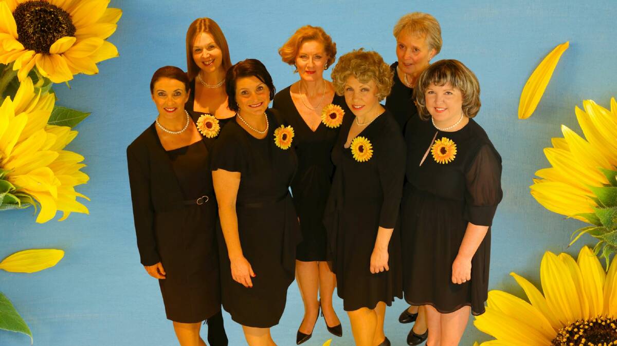 The cast of Calendar Girls. Clockwise from centre left: Rowena Blewitt, Narrell Murdoch, Luna Gaia, Michele Whittle, Ruth Henderson, Jen Aspinall and Sam Haslam. Picture supplied.