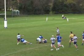 A bruising tackle by Canberra Royals' Jarrah McLeod had the crowd in awe. Picture BarTV Sports