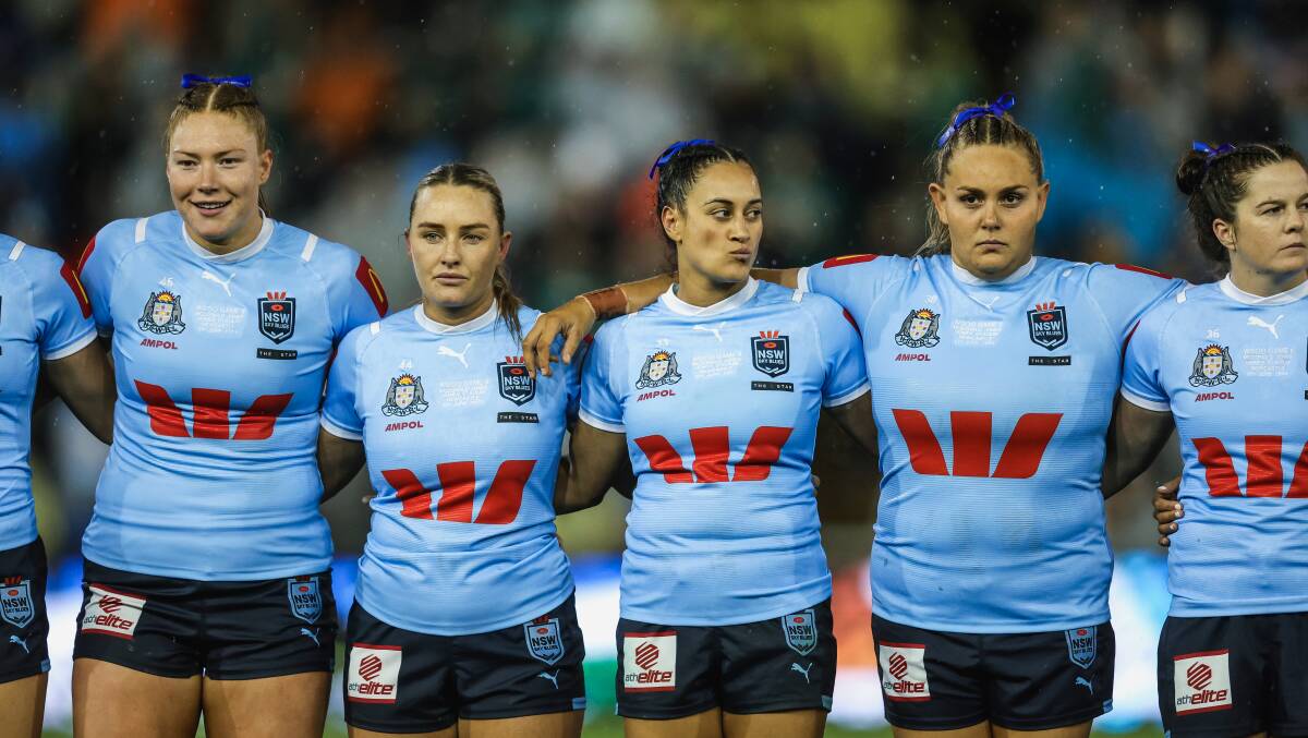 Grace Kemp, far left, playing for the Sky Blues. Picture by Marina Neil