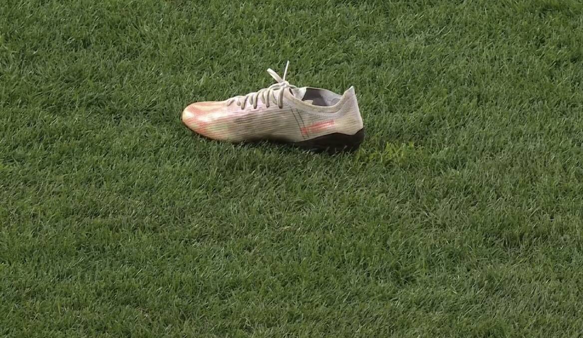 Cameron Munster's boot was tossed 20 metres from the ruck. Picture by Fox Sports