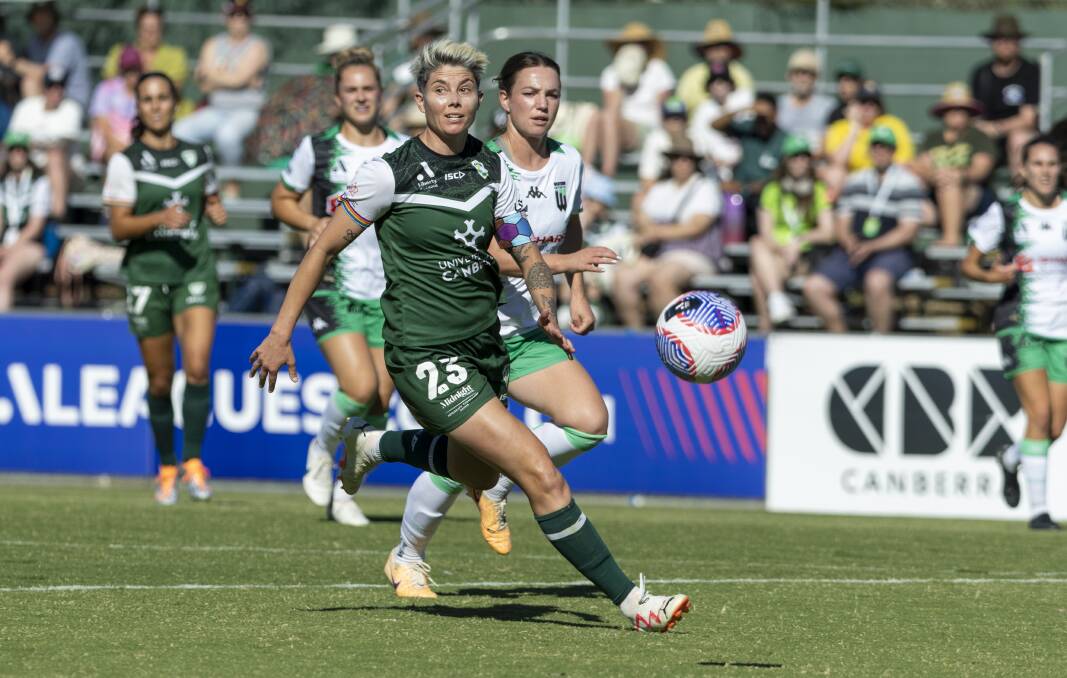 Michelle Heyman in action for Canberra United. Picture by Gary Ramage