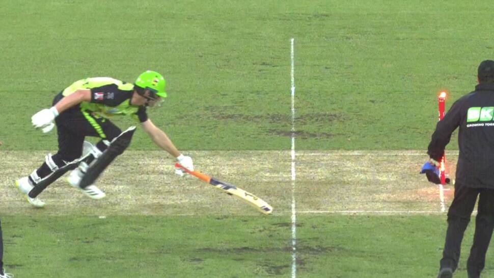 Cameron Bancroft is run out by a cracking throw. Picture Fox Sports