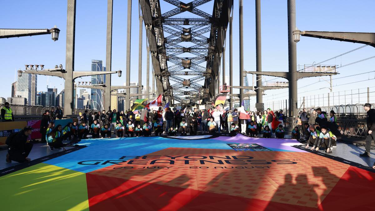 The Women's World Cup parade stopped traffic on Sunday on the Sydney Harbour Bridge. Picture Getty Images