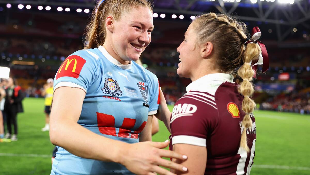 Raiders NRLW stars Grace Kemp and Sophie Holyman at Women's Origin. Picture Getty Images