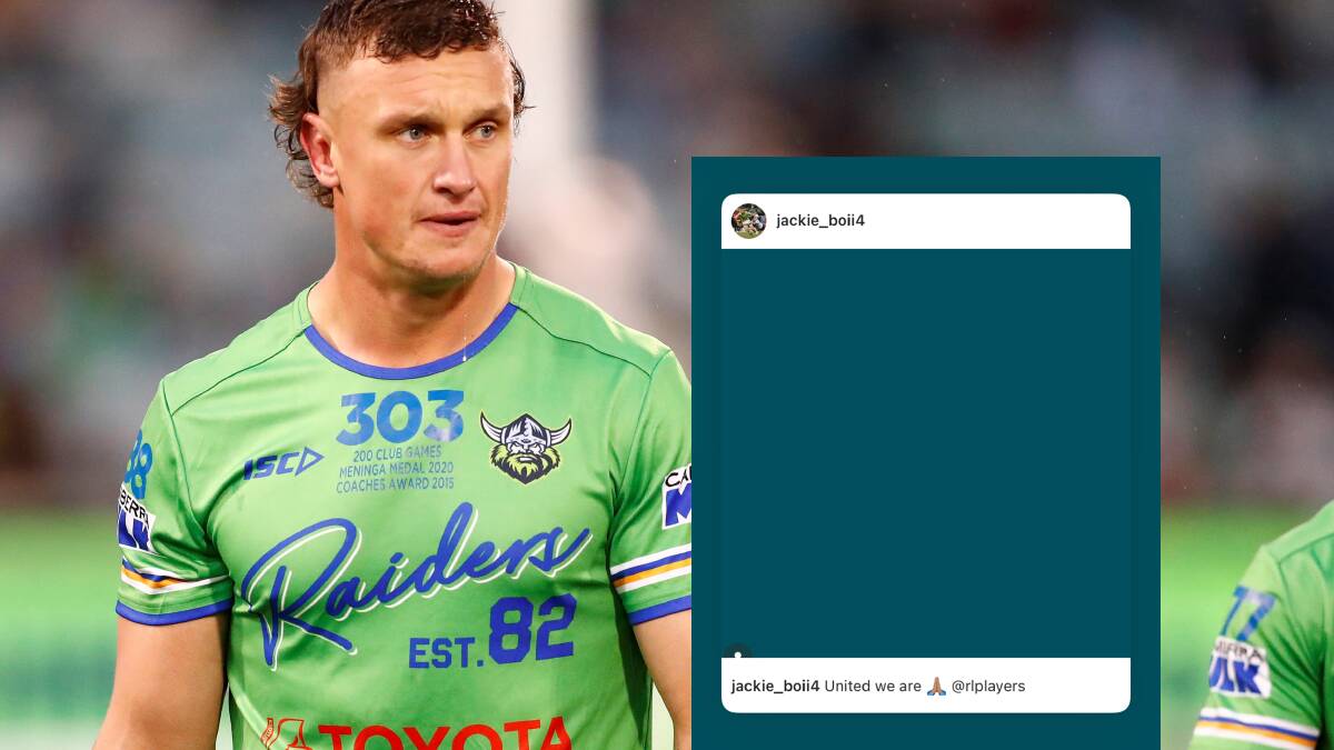 Jack Wighton is one of the many NRL stars that posted on social media in solidarity with the RLPA. Picture Instagram