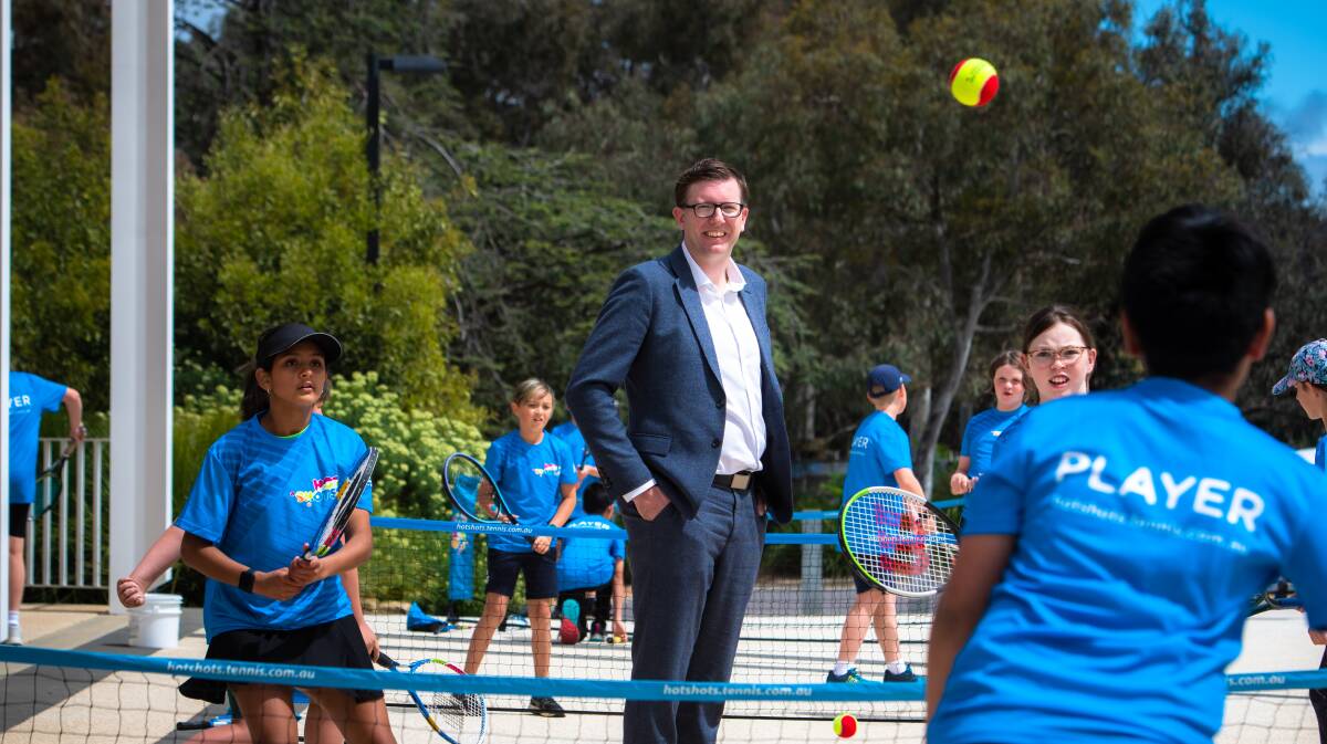 Tennis ACT chief executive Kim Kachel launches the Canberra International. Picture by Elesa Kurtz