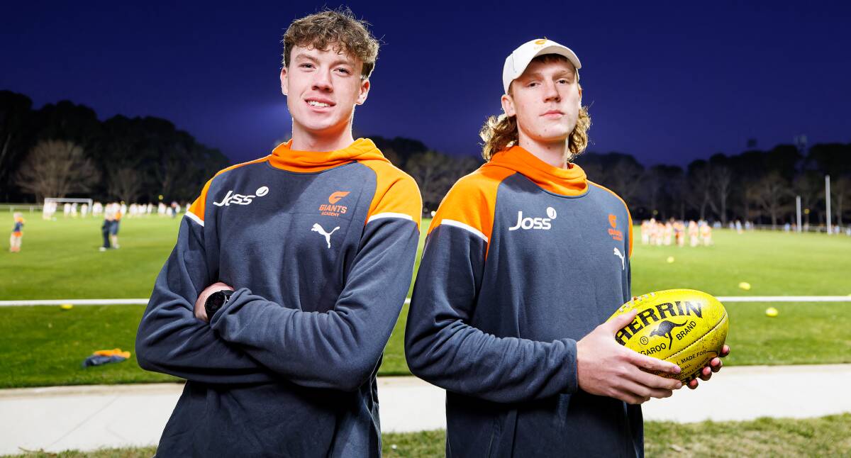 GWS Giants Academy players from Canberra, Logan Smith and Cooper Bell are top AFL draft prospects. Picture by Sitthixay Ditthavong