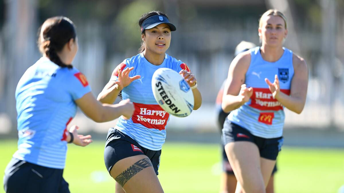 Tiana Penitani at Sky Blues camp before game two. Picture by NSWRL