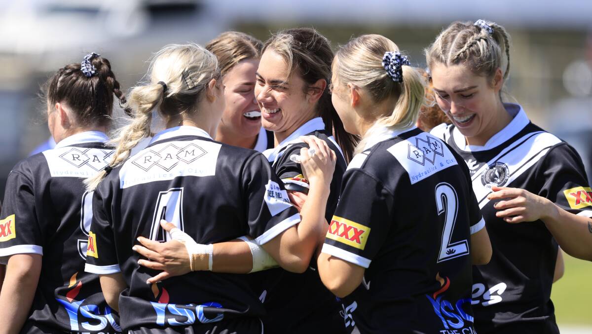 Yass Magpies' Elise Smith celebrates scoring scoring a try in last year's KFS grand final. Picture by Keegan Carroll