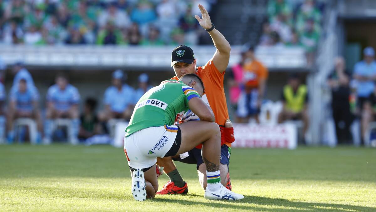 Danny Levi suffered a horrible broken jaw injury against Cronulla. Picture by Keegan Carroll
