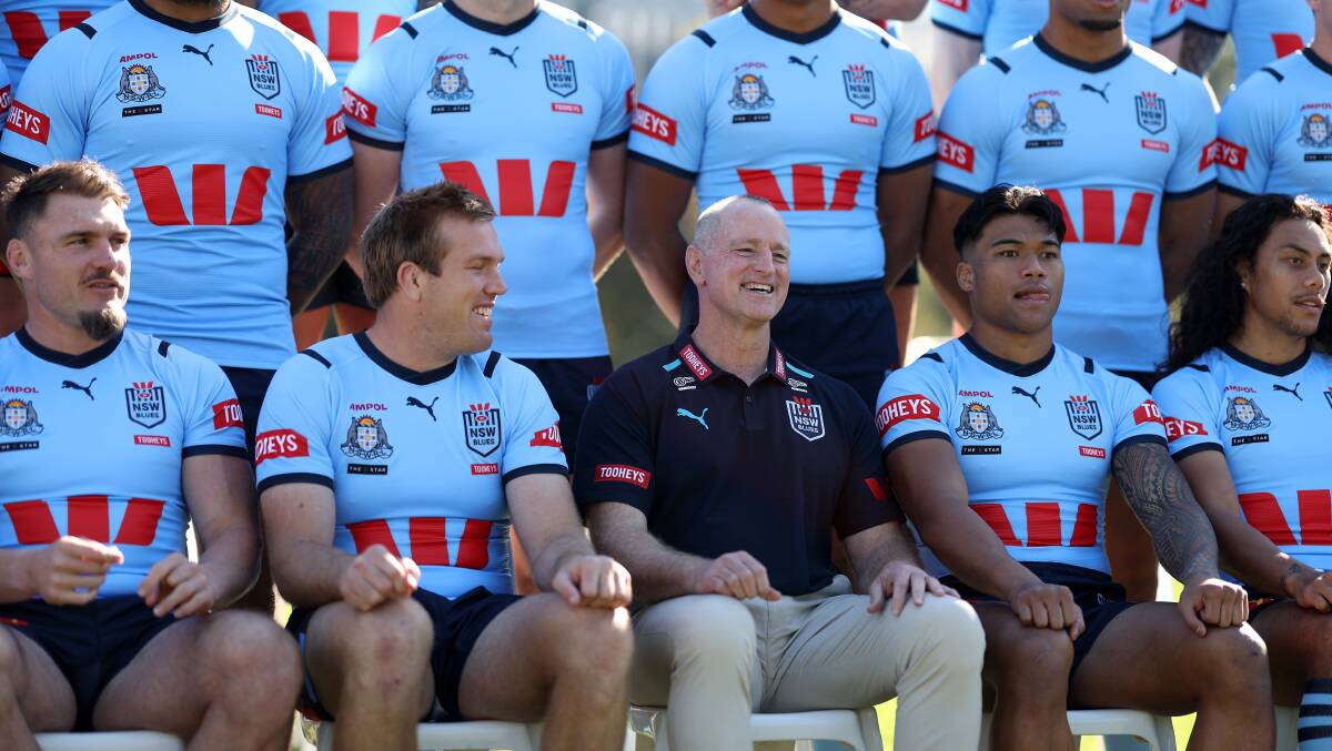 Blues coach Michael Maguire, middle. Picture Getty Images