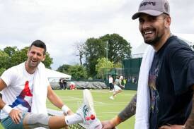 Novak Djokovic and Nick Kyrgios practice at Wimbledon. Picture Instagram