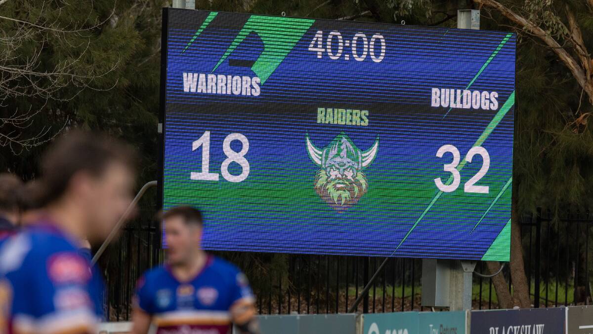 The new scoreboard at West Belconnen Warriors' home ground. Picture by Gary Ramage