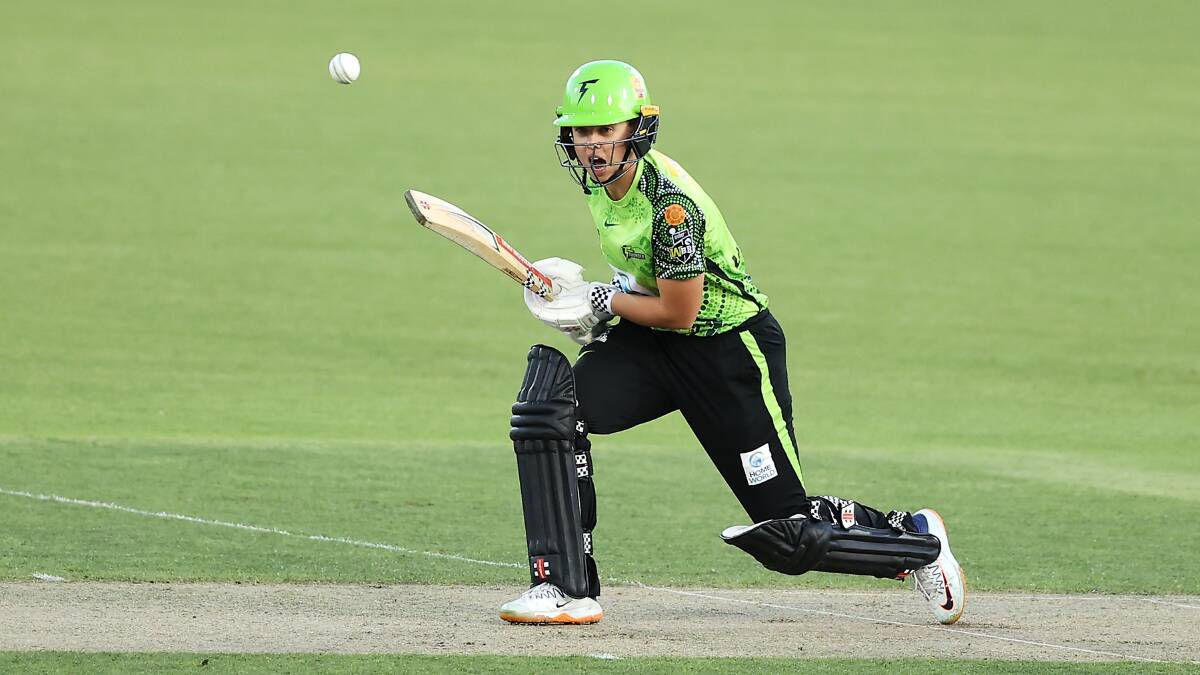 Phoebe Litchfield of the Sydney Thunder at the crease. Picture Getty Images