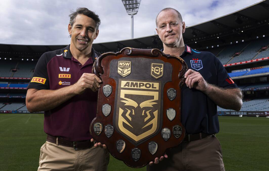 Queensland coach Billy Slater and Blues coach Michael Maguire. Picture Getty Images