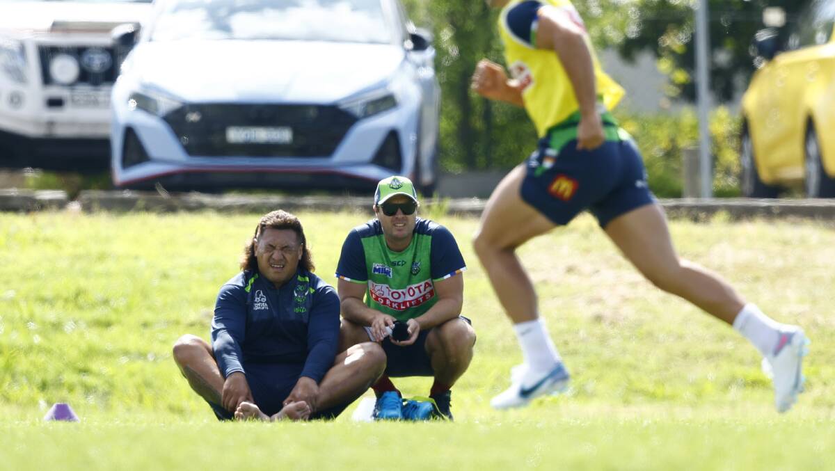 Josh Papalii went down at training with a calf injury last pre-season. Picture by Keegan Carroll