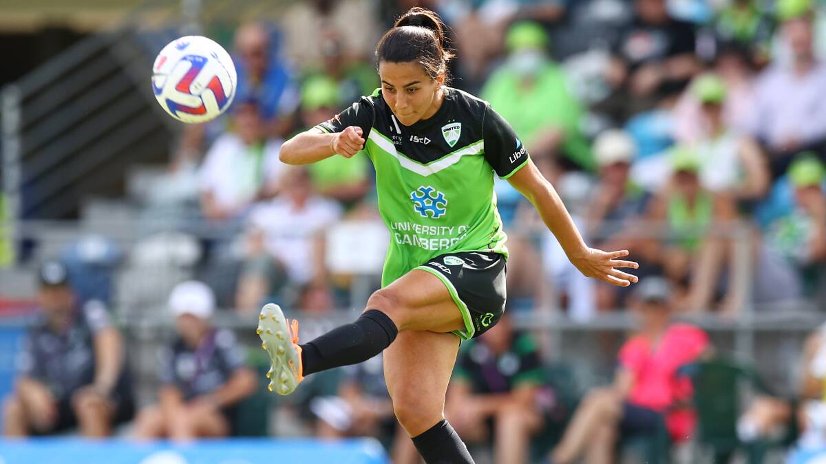 Vesna Milijevic of Canberra United in action at McKellar Park. Picture Getty Images