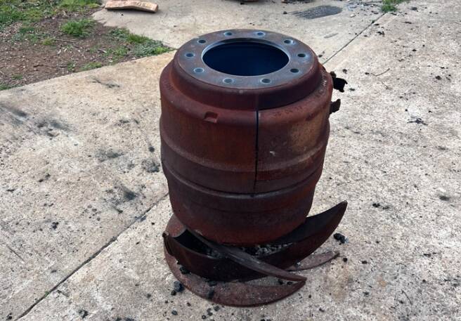 The fire drum which exploded. Picture supplied 