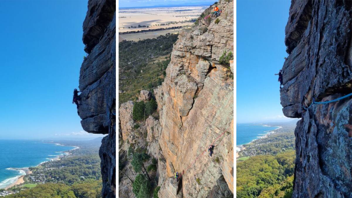 Avid rockclimber Chief Justice Lucy McCallum braving cliffs in NSW and Victoria. Pictures supplied