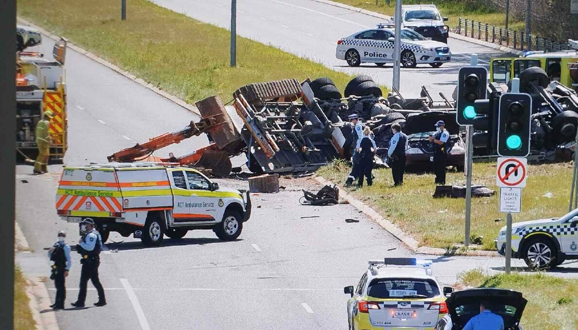 The scene of the Barton Highway crash in September 2021. Picture by Sitthixay Ditthavong