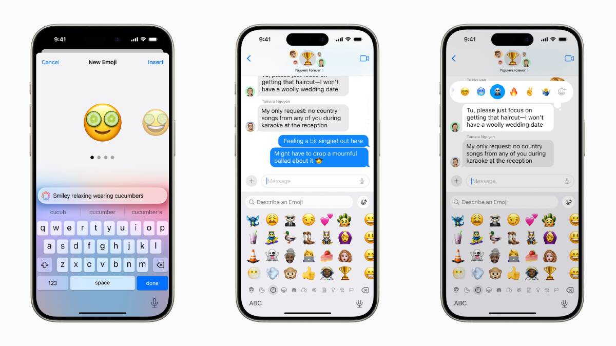 Apple's Genmoji will allow users to create their own custom emojis with AI. Pictures by Apple