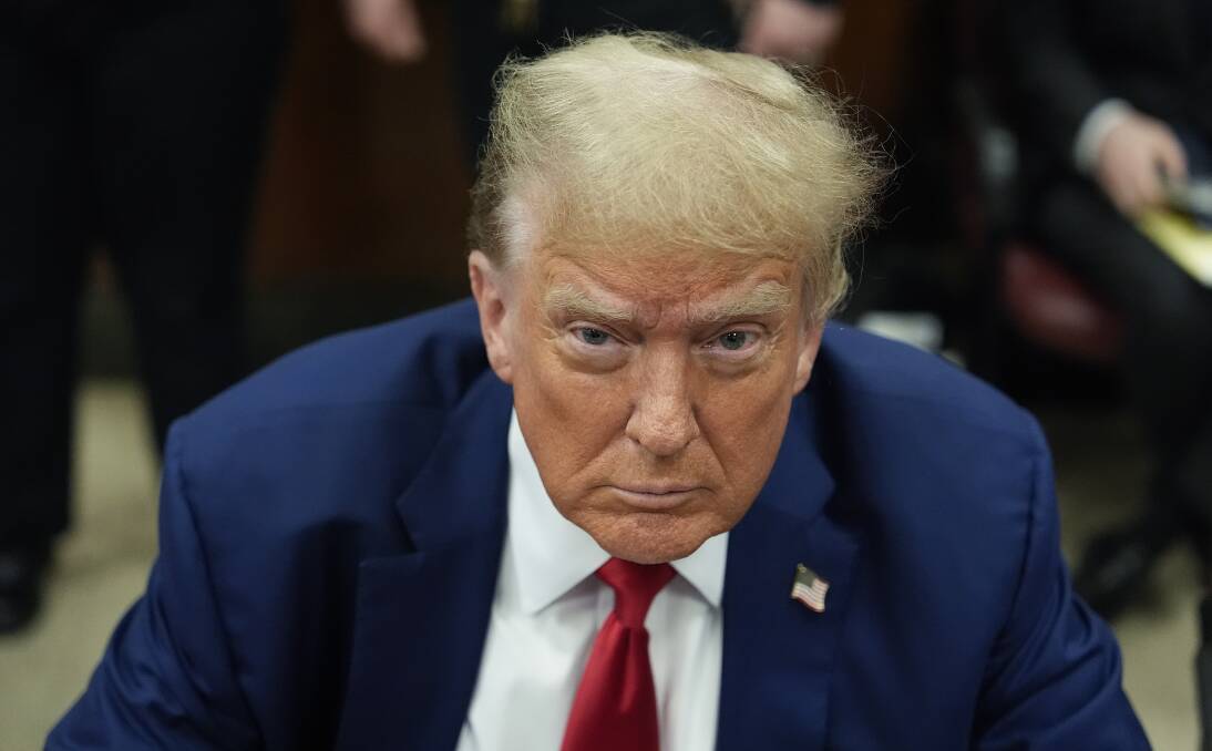 Former President Donald Trump awaits the start of proceedings in his trial at Manhattan criminal court, May 6, 2024, in New York. (AP Photo/Julia Nikhinson, Pool)