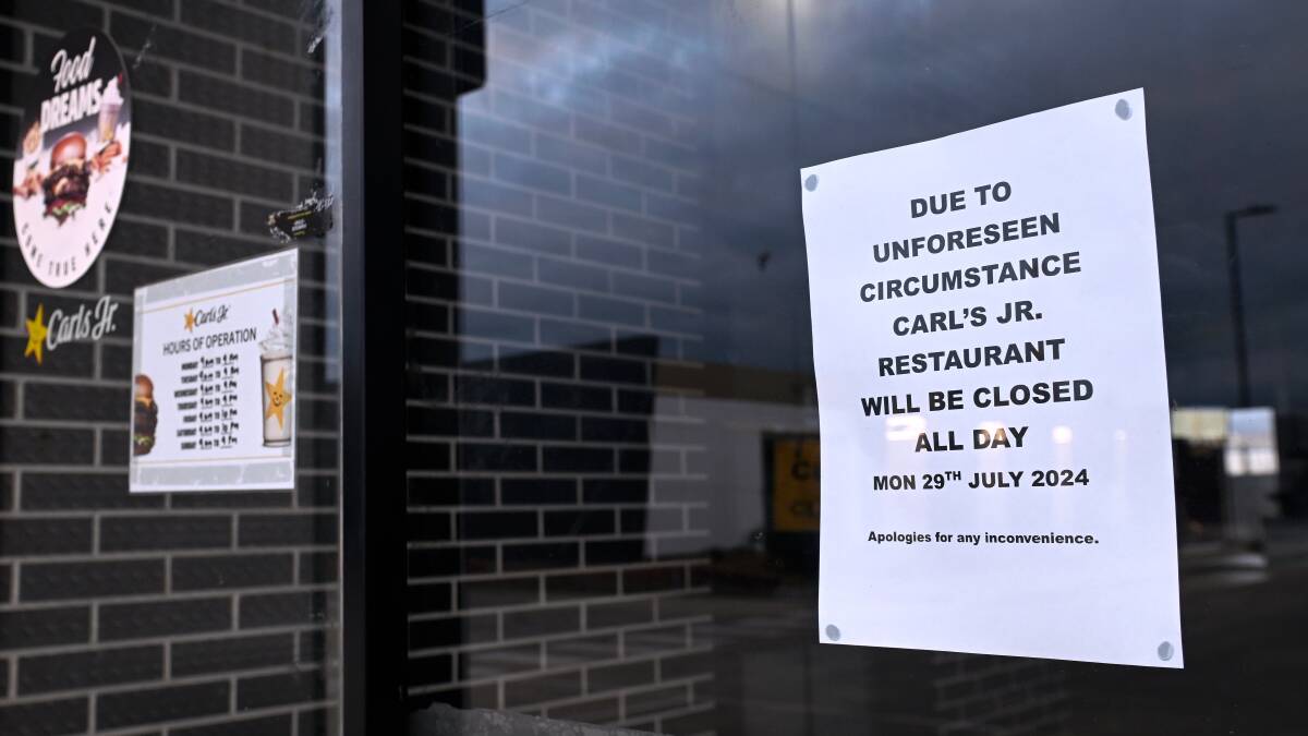 Sign outside of a Ballarat Carl's Jr store on July 29. Picture by Adam Trafford