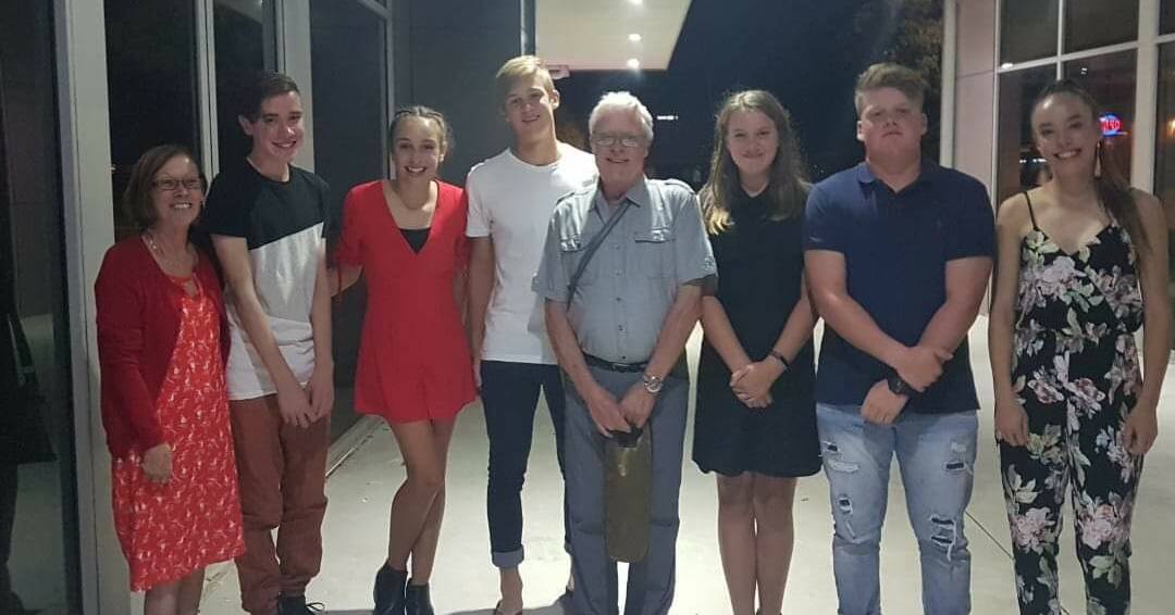 'Ken and Barbie' with their six grandchildren in March 2018. Picture supplied