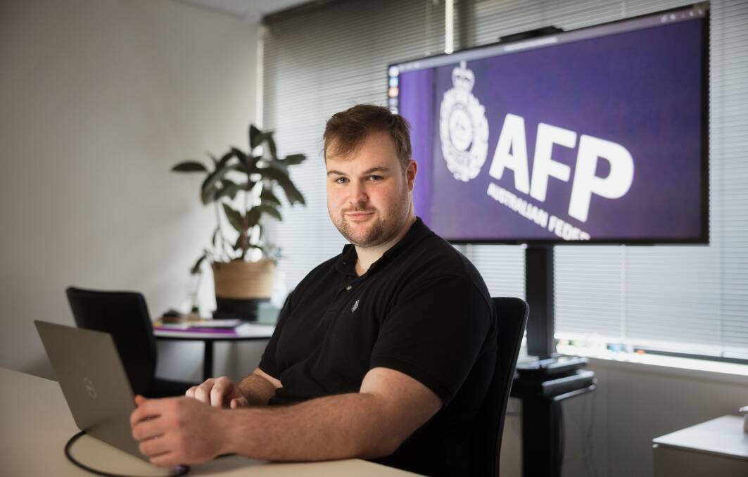 Lachlan Cameron said the Australian Federal Police headquarters was an inclusive workplace for neurodiverse people like him. Picture by Sitthixay Ditthavong