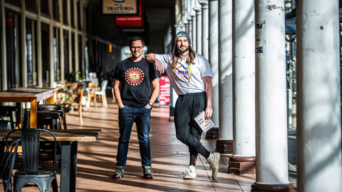 Social Justice activist Michael Bones (right) and founder of Indigenous-owned consultancy firm Lyrebird Dreaming, Gregory Andrews, are two "yes" campaigners hosting community events to rally support. Picture by Karleen Minney